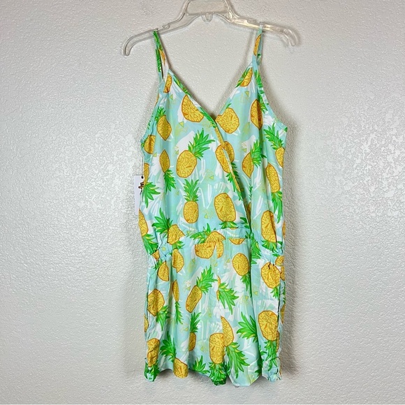 Tipsy Elves Pineapple Print Summer Romper Shorts Spaghetti strap size Large NEW - Picture 5 of 12